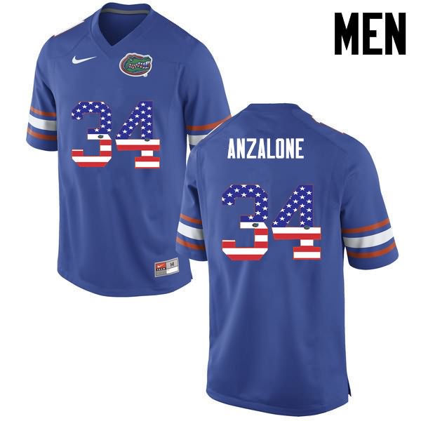 Men's NCAA Florida Gators Alex Anzalone #34 Stitched Authentic USA Flag Fashion Nike Blue College Football Jersey JMQ5165DJ